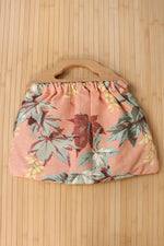 Mauve Floral Wood Handbag