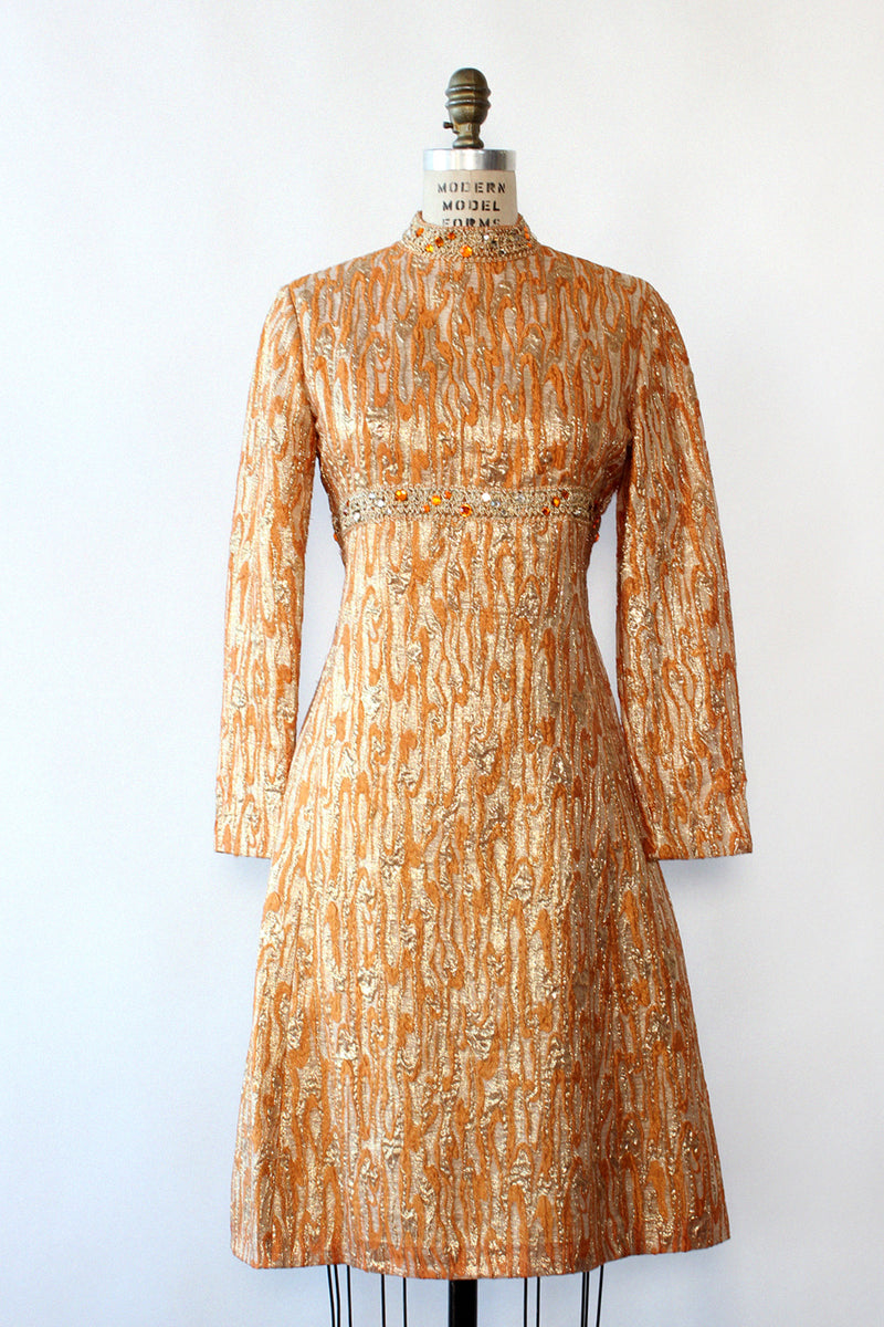Carlye Bronzed Brocade Dress M/L