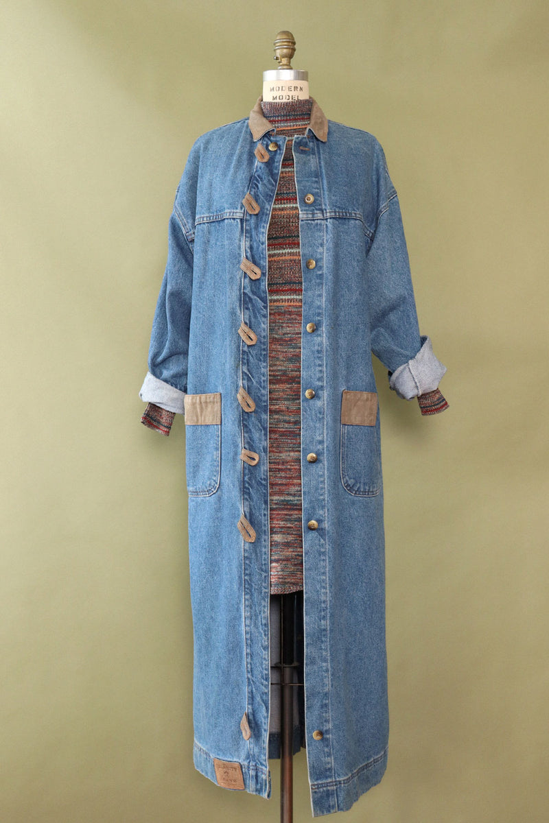 Suede Trim Denim Duster M/L