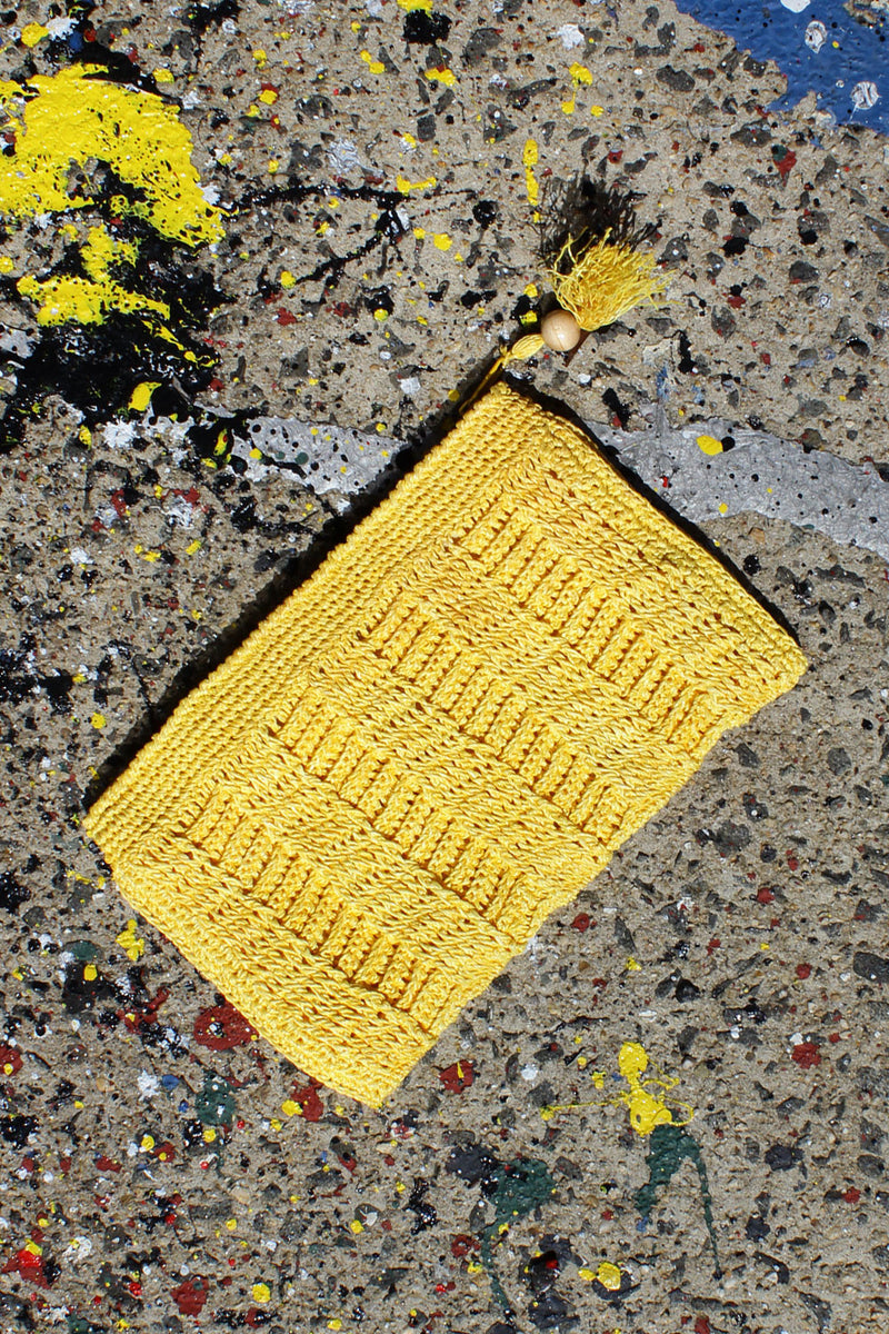 Sunshine Raffia Zip Pouch