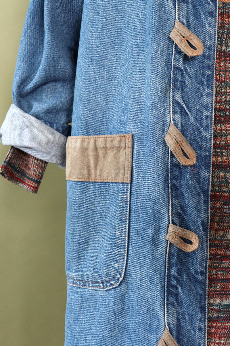 Suede Trim Denim Duster M/L