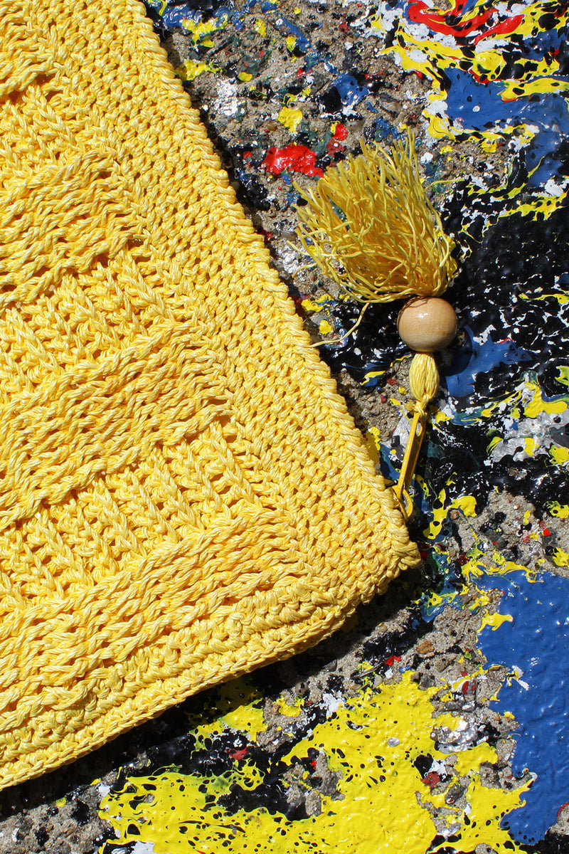 Sunshine Raffia Zip Pouch