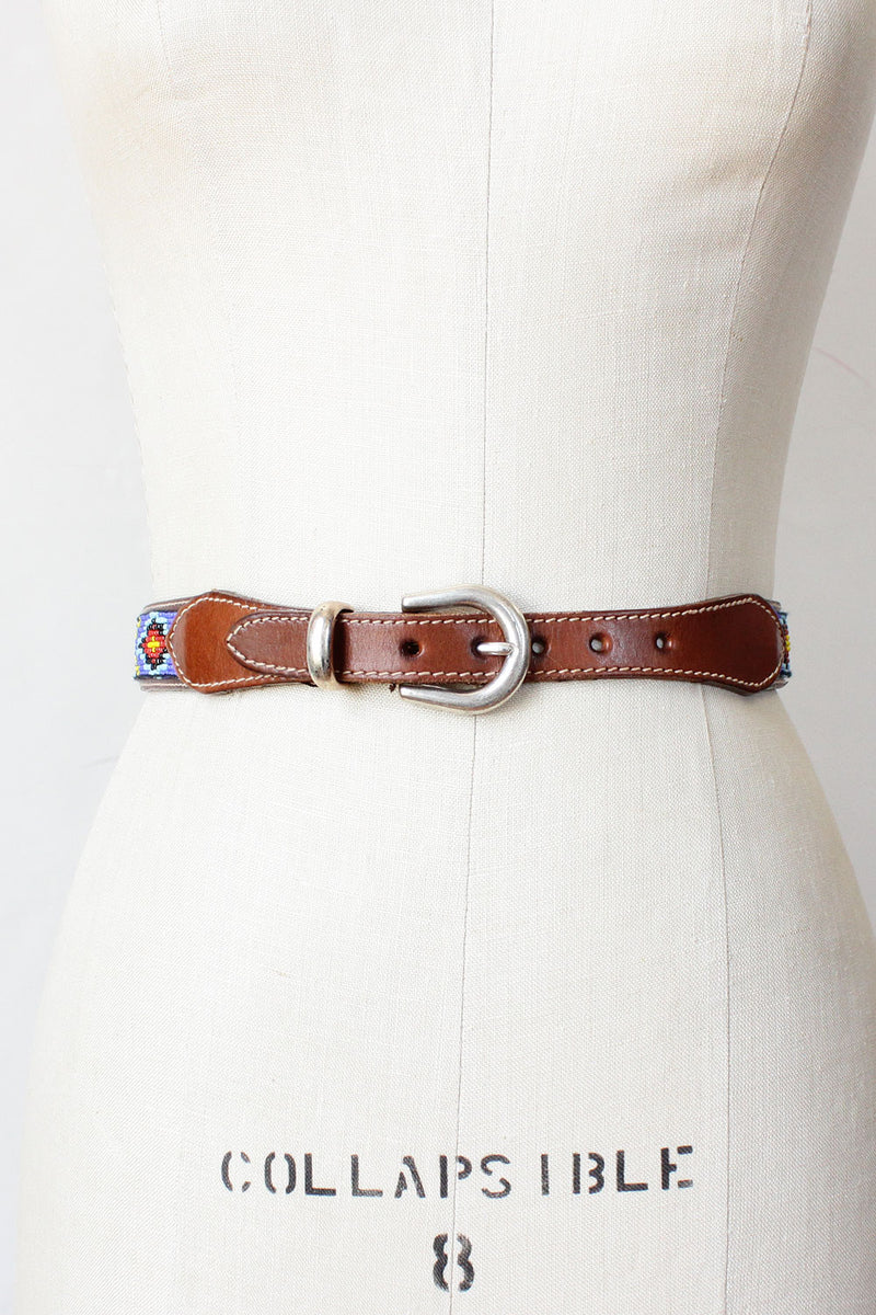 Beaded Leather Belt