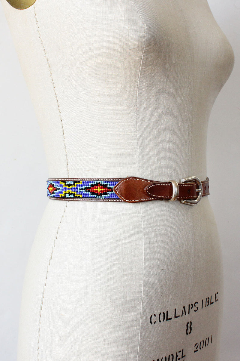 Beaded Leather Belt