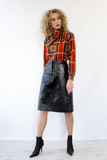 Papery Black Leather Skirt M