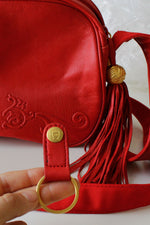 Ruby Red Tassel Crossbody Bag