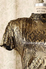 Gilded Snakeskin Print Power Dress M/L