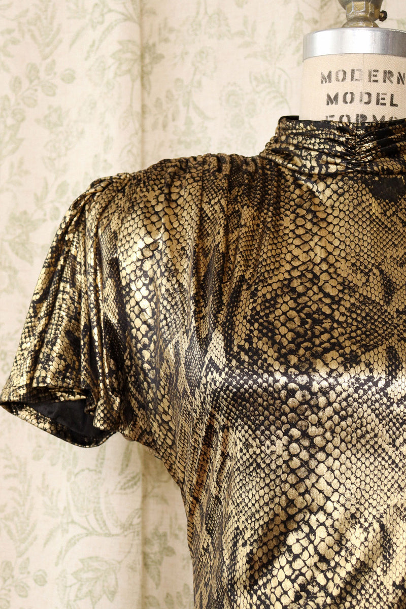 Gilded Snakeskin Print Power Dress M/L