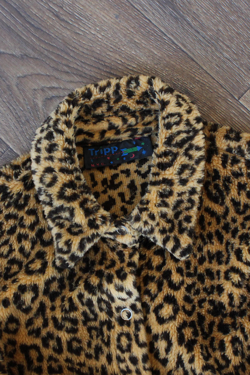 Plush Leopard Shirt XS-M