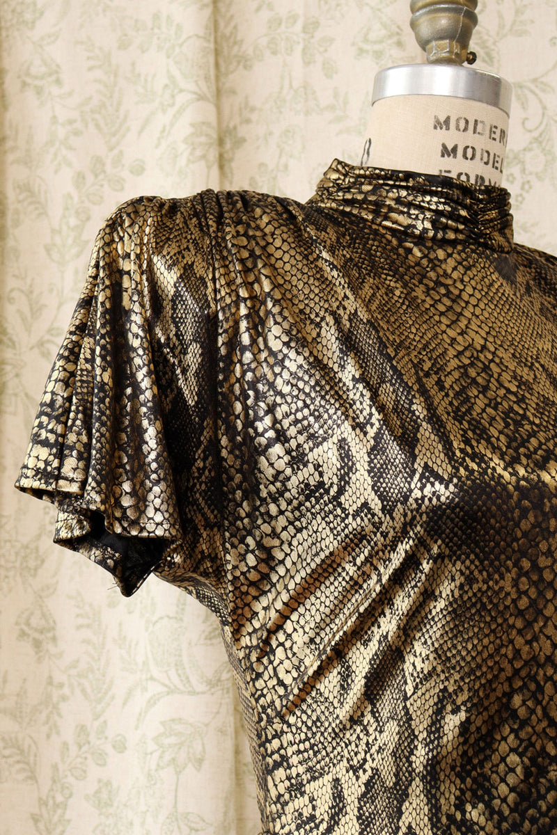 Gilded Snakeskin Print Power Dress M/L