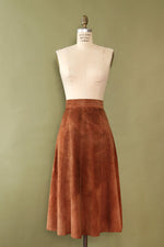 Chestnut Suede A-line Skirt S