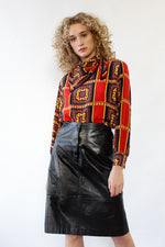 Papery Black Leather Skirt M