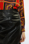 Papery Black Leather Skirt M