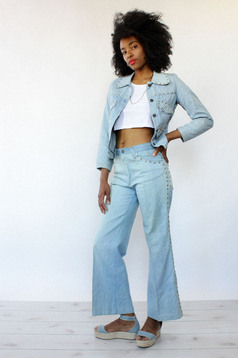 Denim Studded Pantsuit S/M