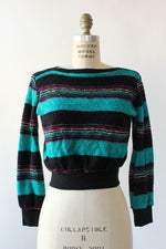 Chenille Cropped Stripe Sweater XS-M