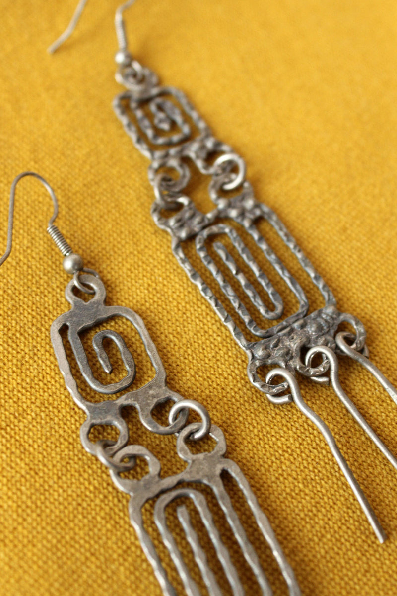 Hammered Labyrinth Drop Earrings