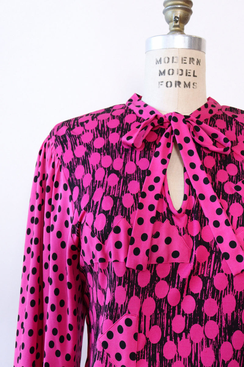 Diane Freis Magenta Silk Abstract Dress S-L