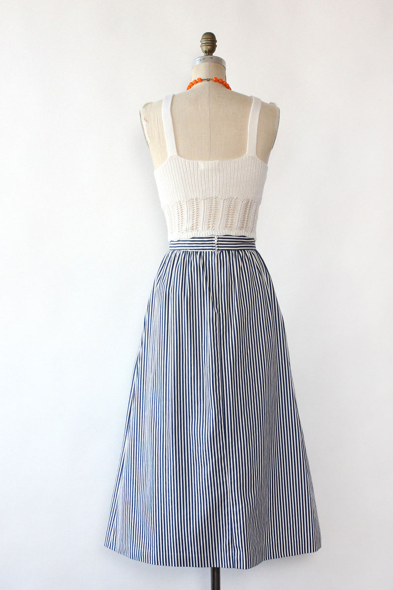 Aegean Stripe Pleat Skirt L