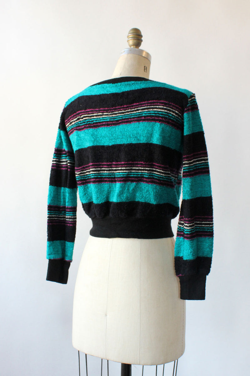 Chenille Cropped Stripe Sweater XS-M