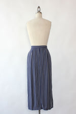 Navy Pinstripe Button Skirt XS