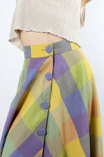 Lilac & Chartreuse Plaid Skirt XS