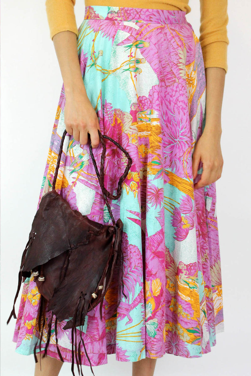 Braided Fringed & Beaded Leather Bag
