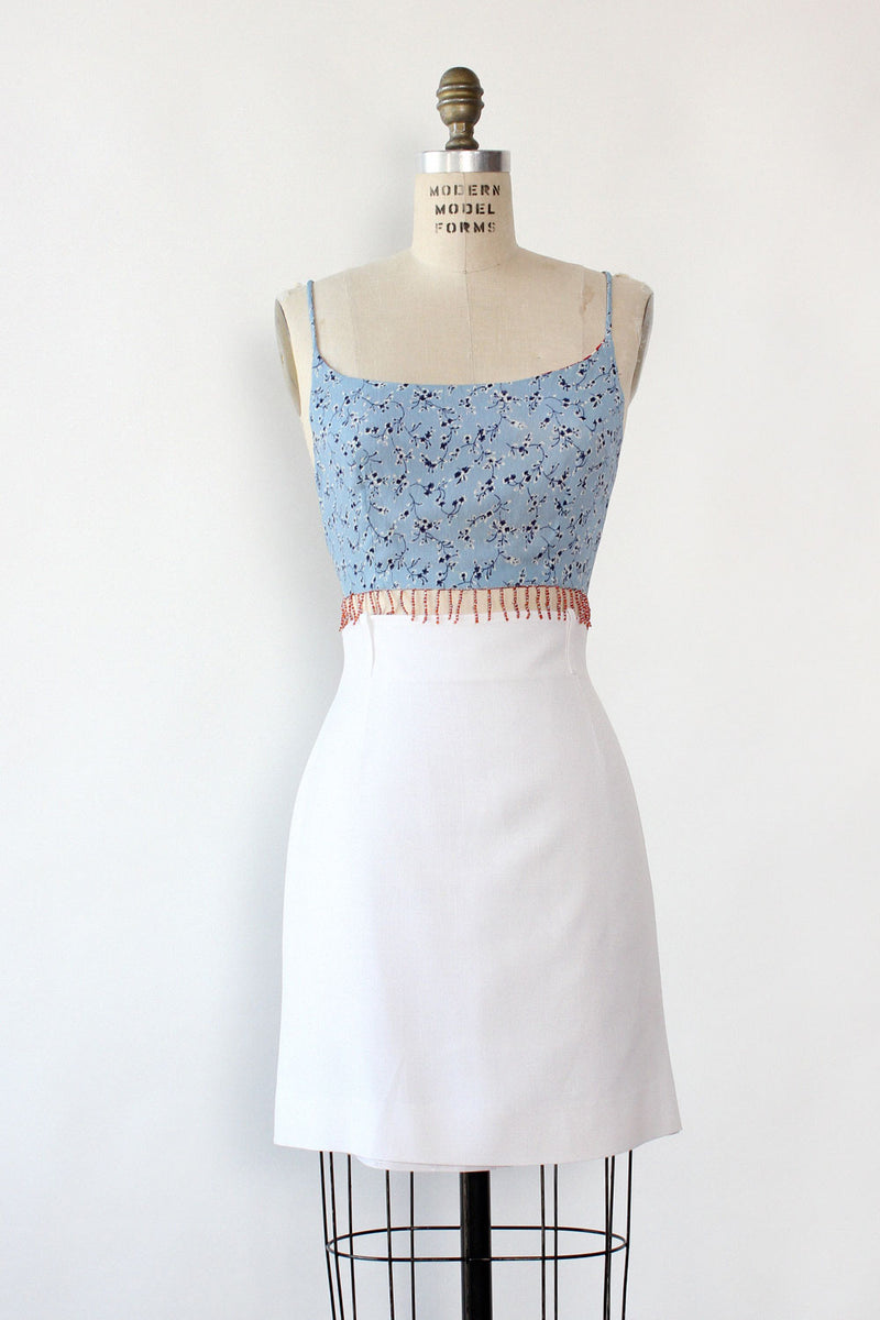 Sky Blue Beaded Crop Top M