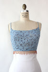 Sky Blue Beaded Crop Top M