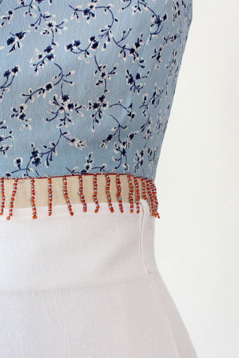 Sky Blue Beaded Crop Top M