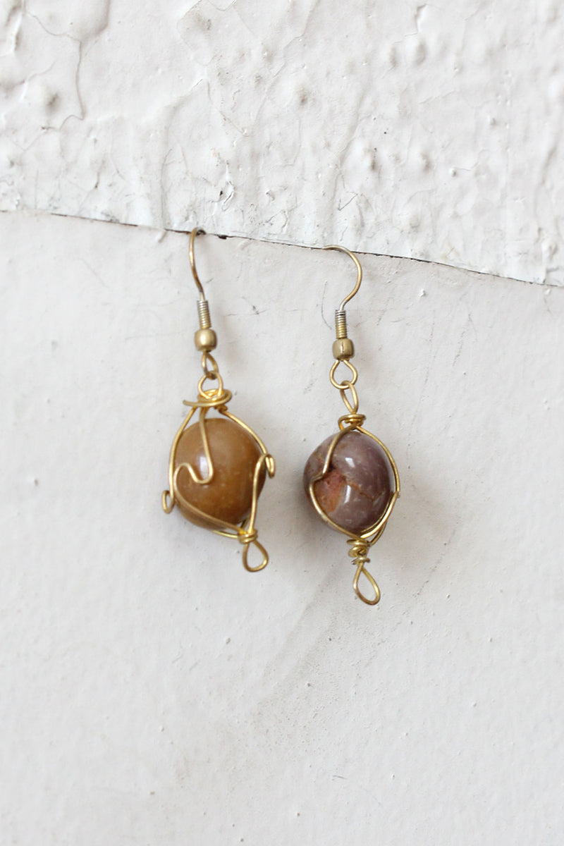 Wire Wrapped Stone Earrings