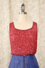 Ruby Sequined Silk Tank M