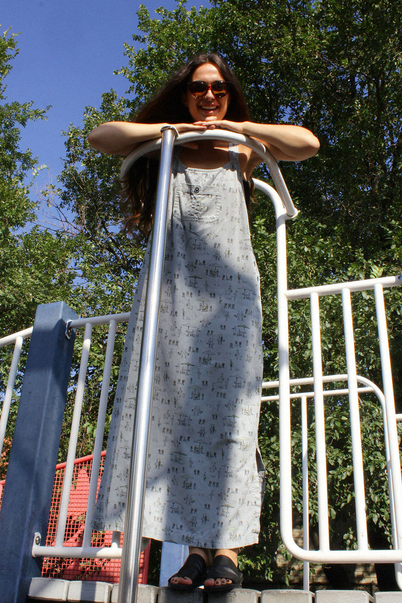 Cafe Print Jumper Dress