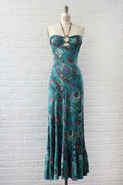 Peacock O-ring Halter Dress XS/S – OMNIA