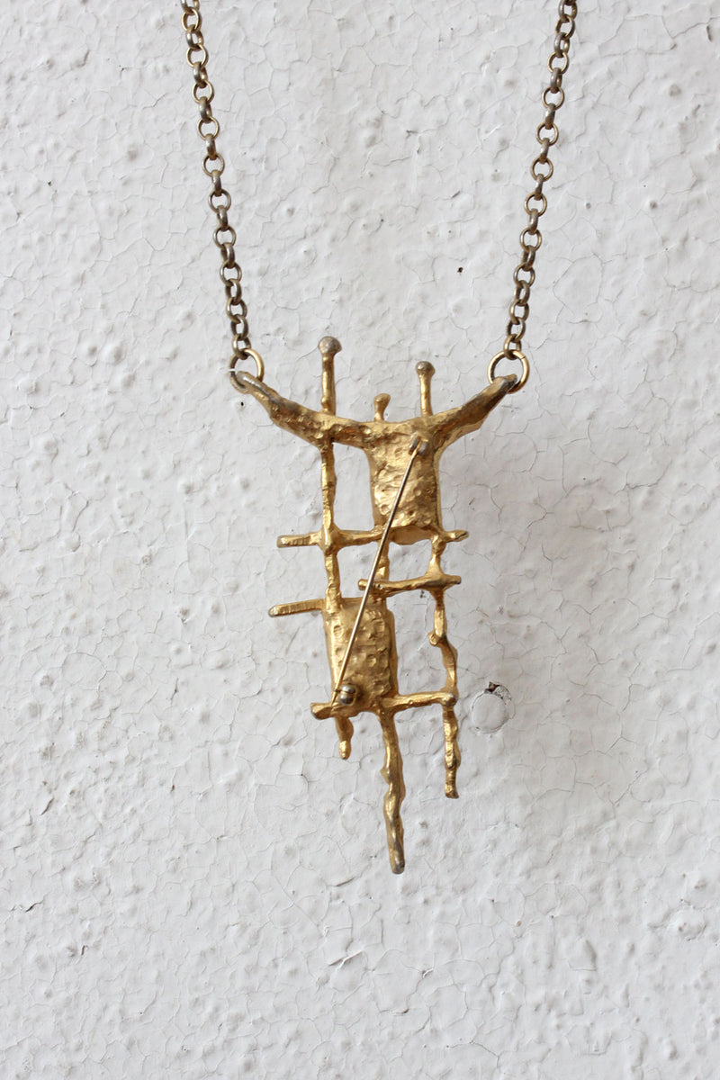 Casted Metal Pin Necklace
