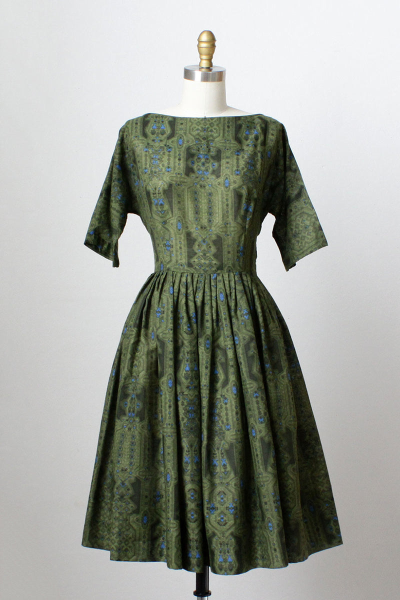 Green Wallpaper Print Dress S