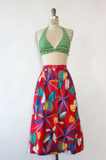 Vibrant Leaf Print Skirt S