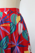 Vibrant Leaf Print Skirt S