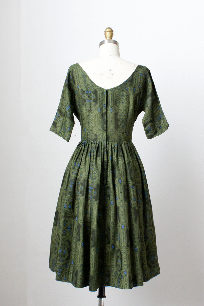 Green Wallpaper Print Dress S