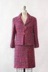 Nubby Woven Plaid Skirt Suit XS