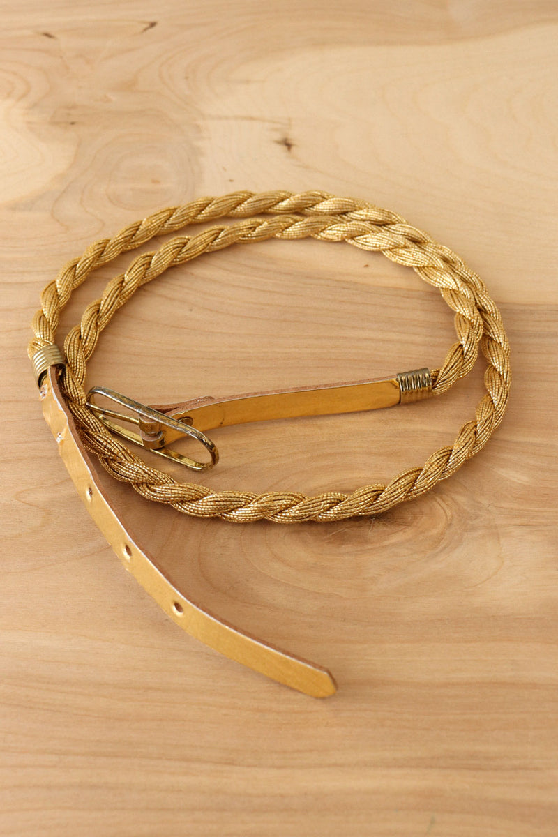 Golden Braid Skinny Belt