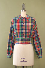 Ivy Red Plaid Crop Shacket XS