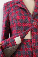 Nubby Woven Plaid Skirt Suit XS