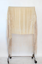 Ecru Embroidered Silk Piano Shawl