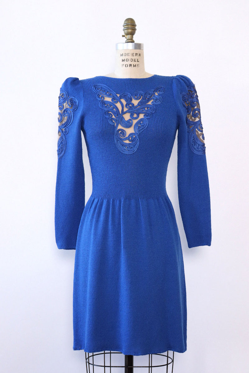 Cobalt Ribboned Mesh Inset Dress M/L