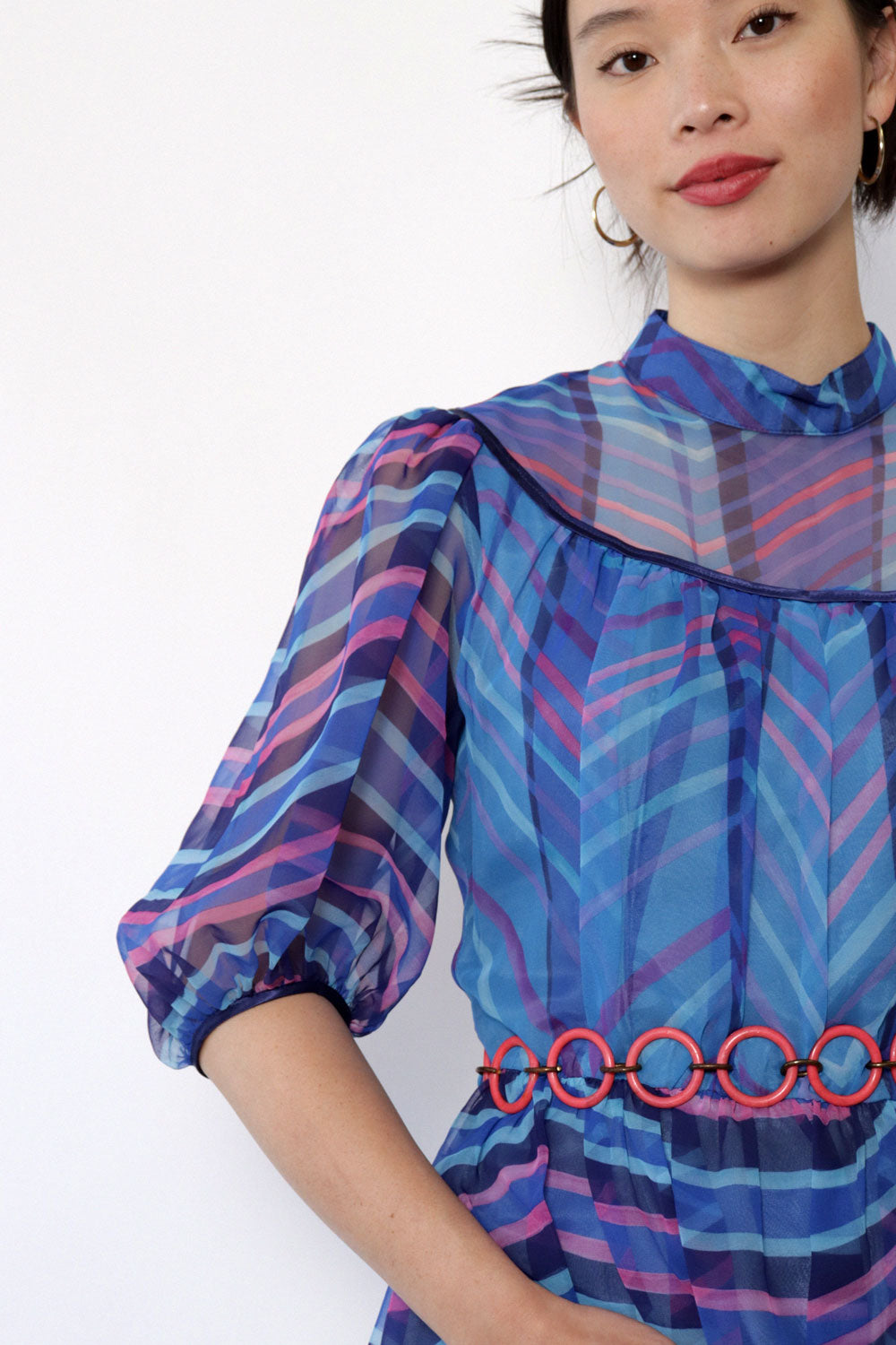 Jeweltone Chevron Puffed Dress M/L