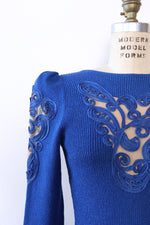 Cobalt Ribboned Mesh Inset Dress M/L