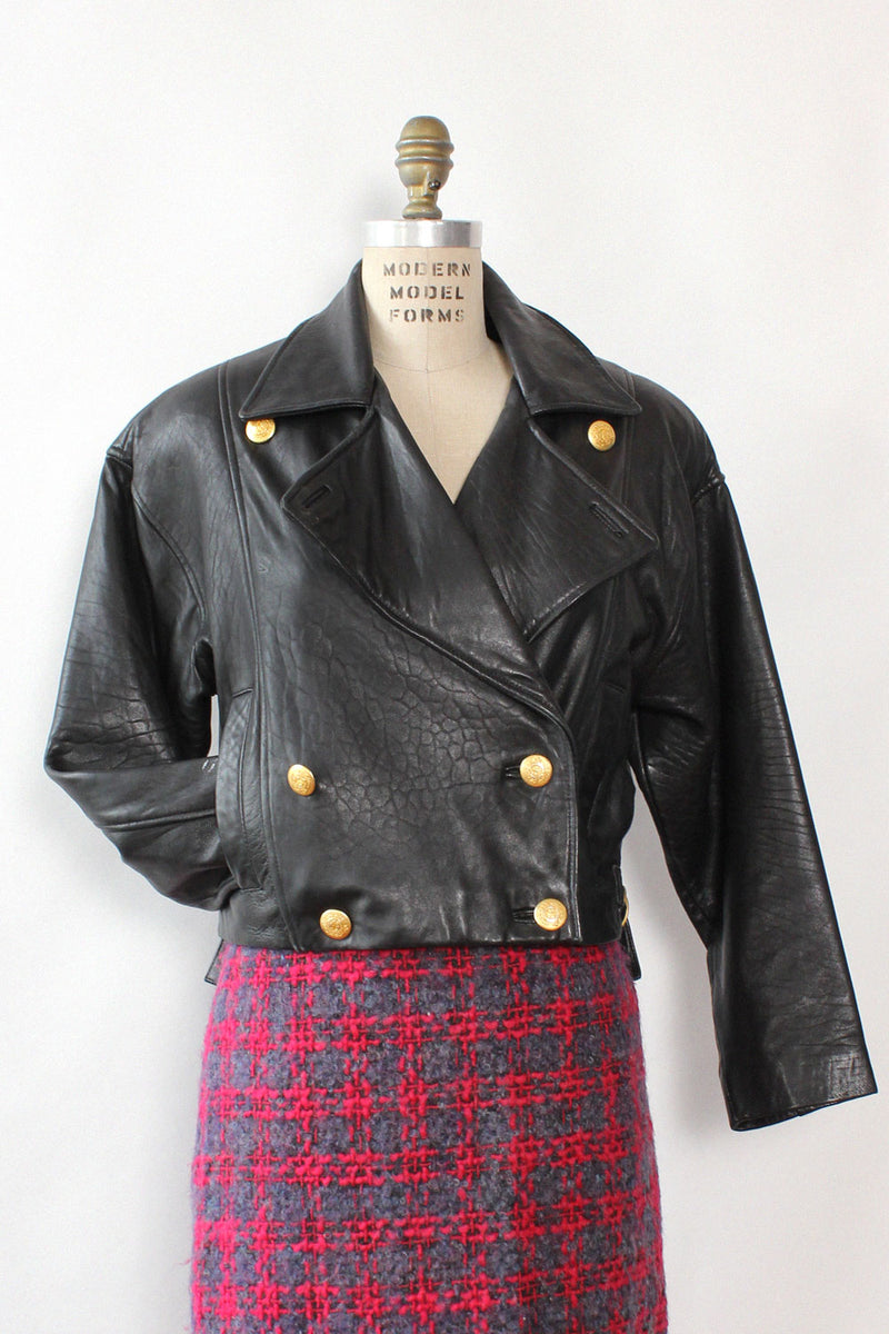 Cropped Soft Leather Jacket XS-M