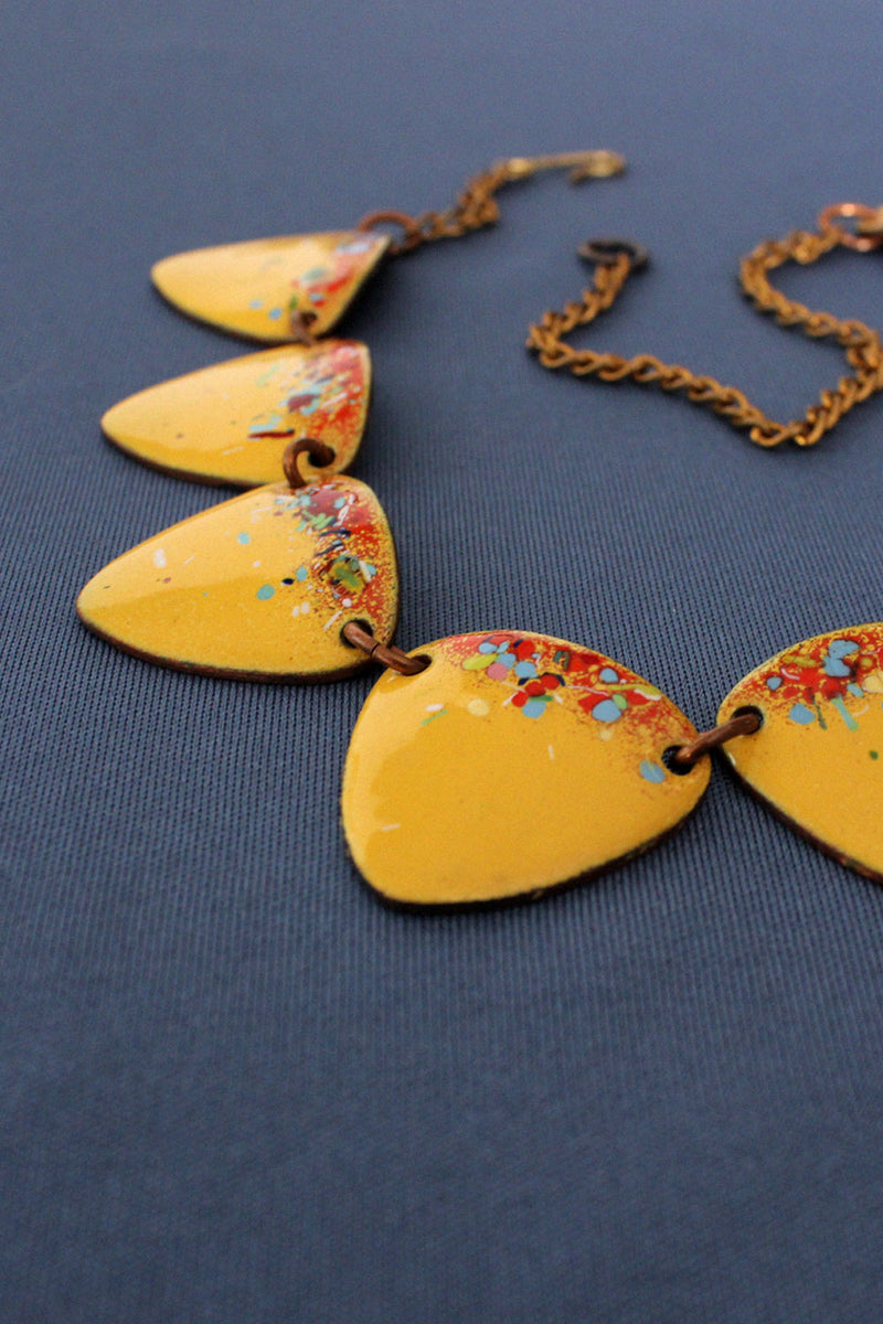 Copper Squash Enamel Collar Necklace