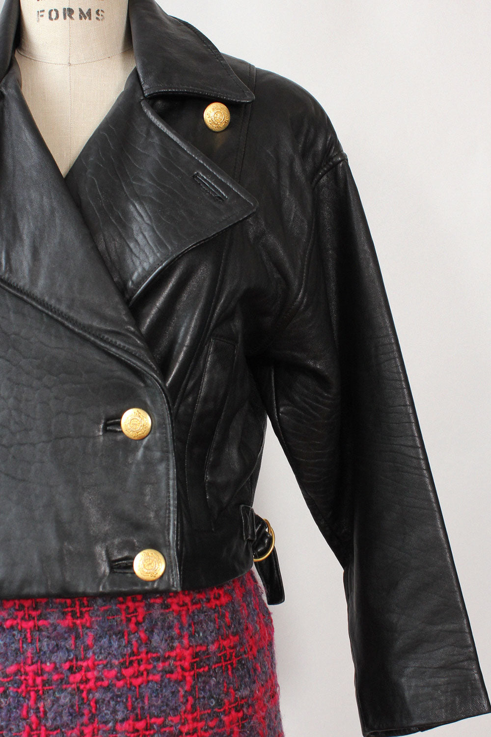Cropped Soft Leather Jacket XS-M