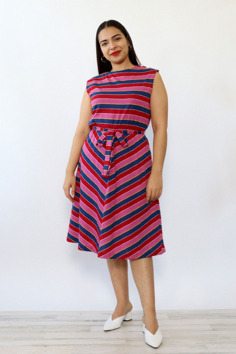 Jeweltone Striped Knit Dress M/L